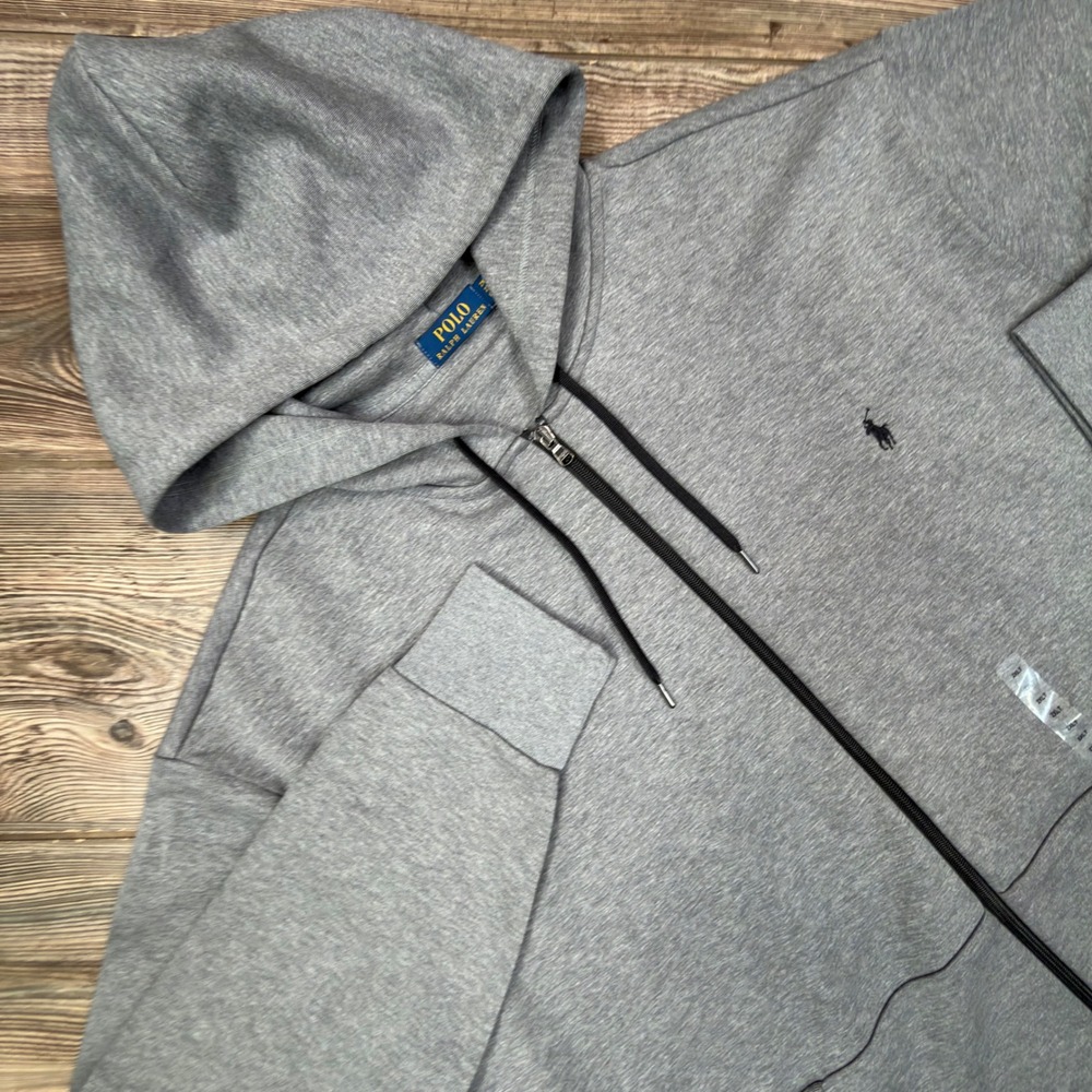 Polo Ralph Lauren Mens Size 2XLT Hoodie Gray Full Zip Pony Logo NWOT